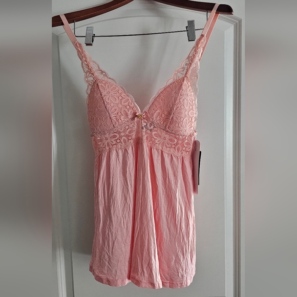 NwT Daisy Fuentes Pink  Lace BabyDoll Chemise Slip Nightie Top - Picture 1 of 5